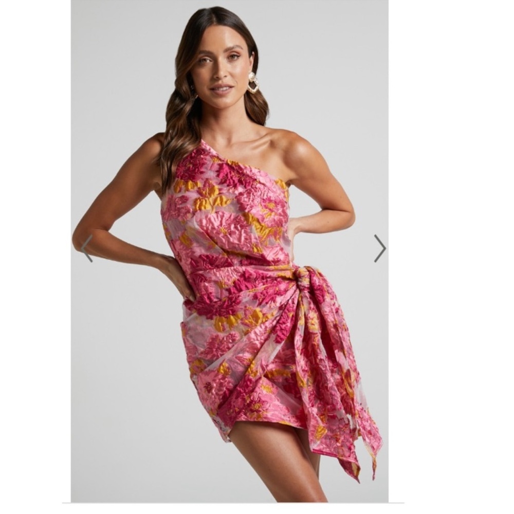 NWT reverse floral wrap dress one shoulder size 8